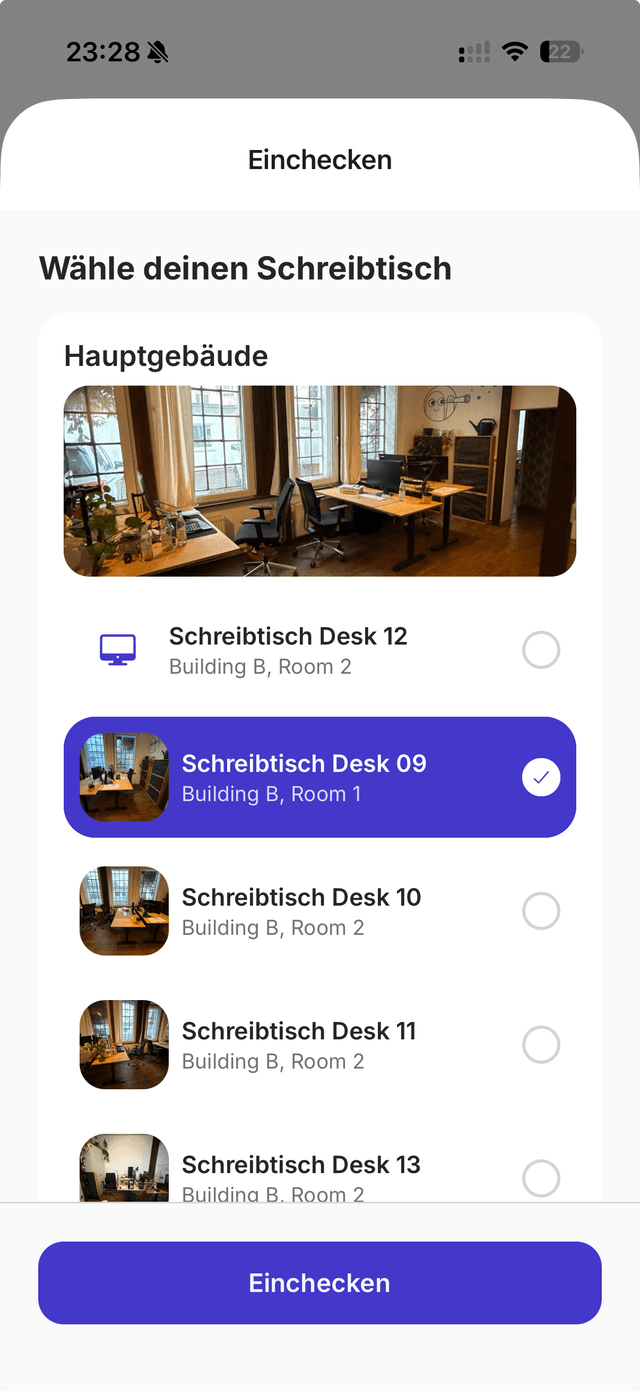 Einfacher Desk Check-in